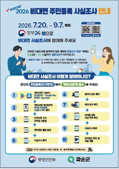 화순군, 2026년 주민등록 사실조사 실시 2