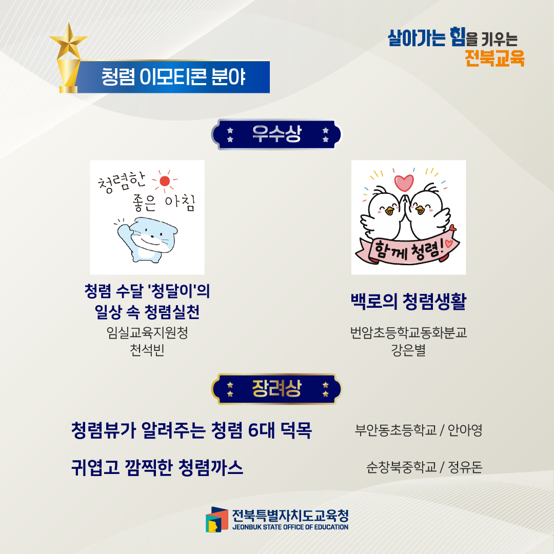 2026년 전북교육 청렴 콘텐츠 공모전 청렴 이모티콘 영상 분야 수상작 이미지(2)