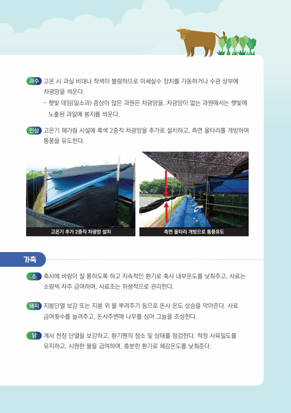 여름철 폭염(고온) 대비 농작물 관리요령