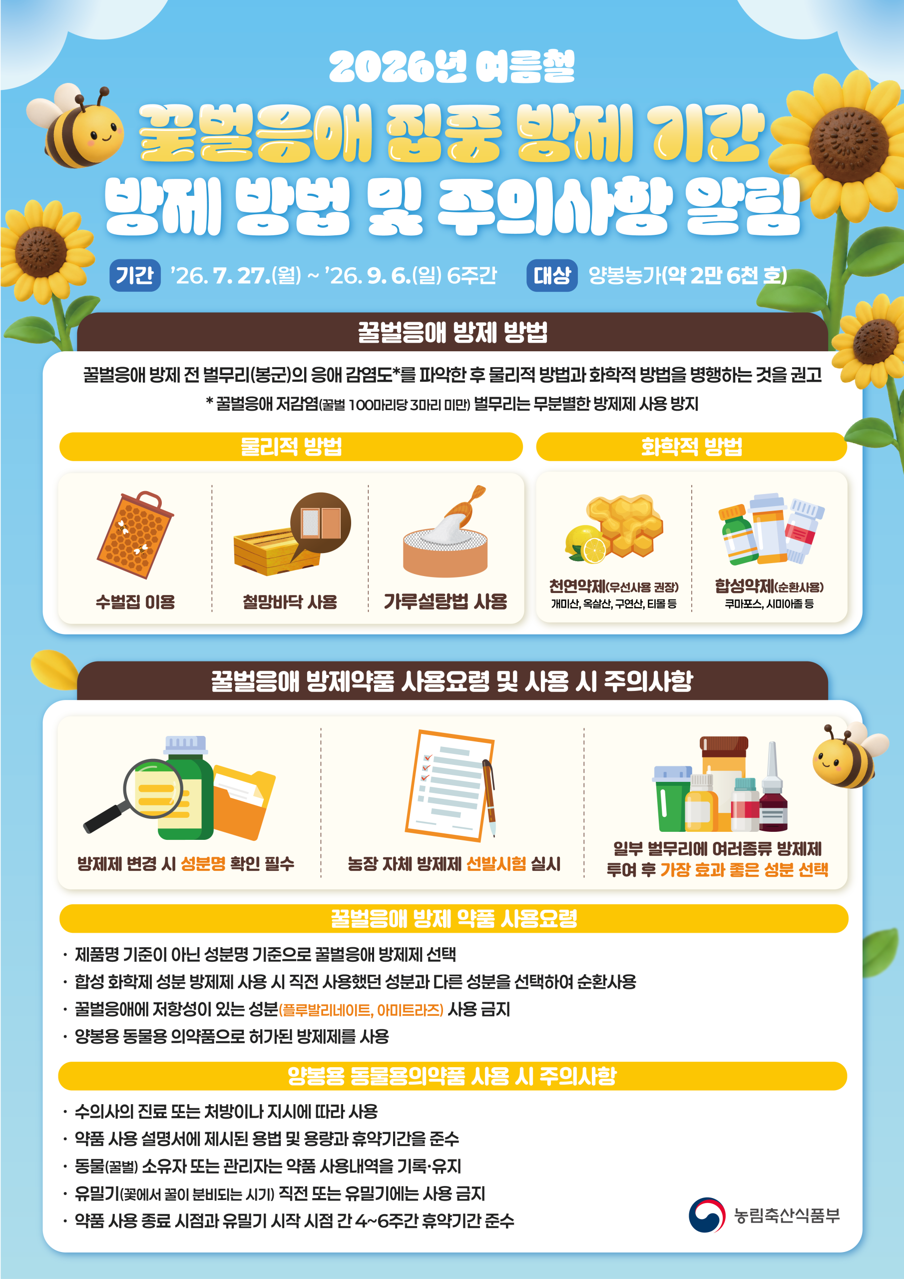 여름철 꿀벌 응애 집중 방제 기간 알림 1번째 이미지