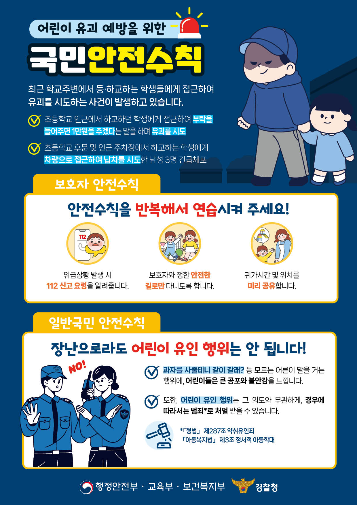 붙임 1. 어린이 유괴 예방을 위한 국민안전수칙 2. 유괴예...