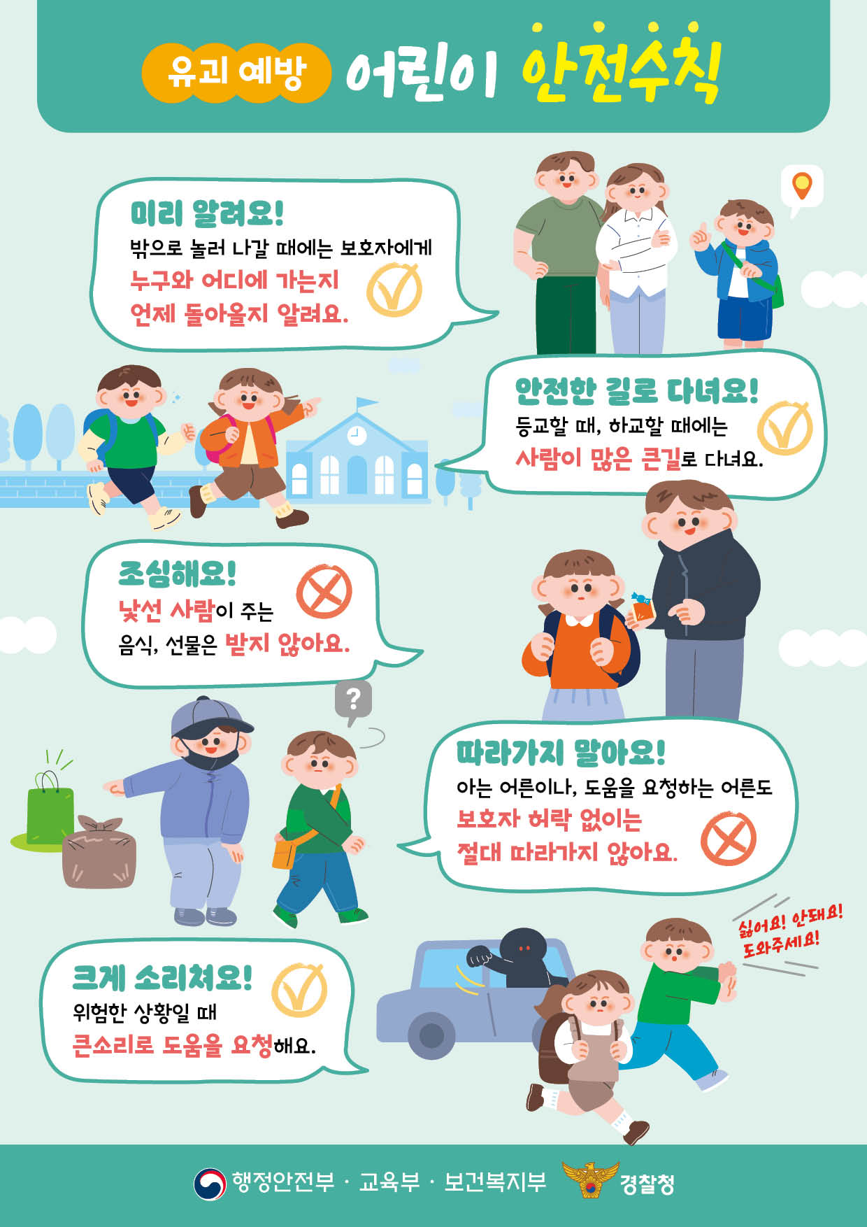 붙임 1. 어린이 유괴 예방을 위한 국민안전수칙 2. 유괴예...