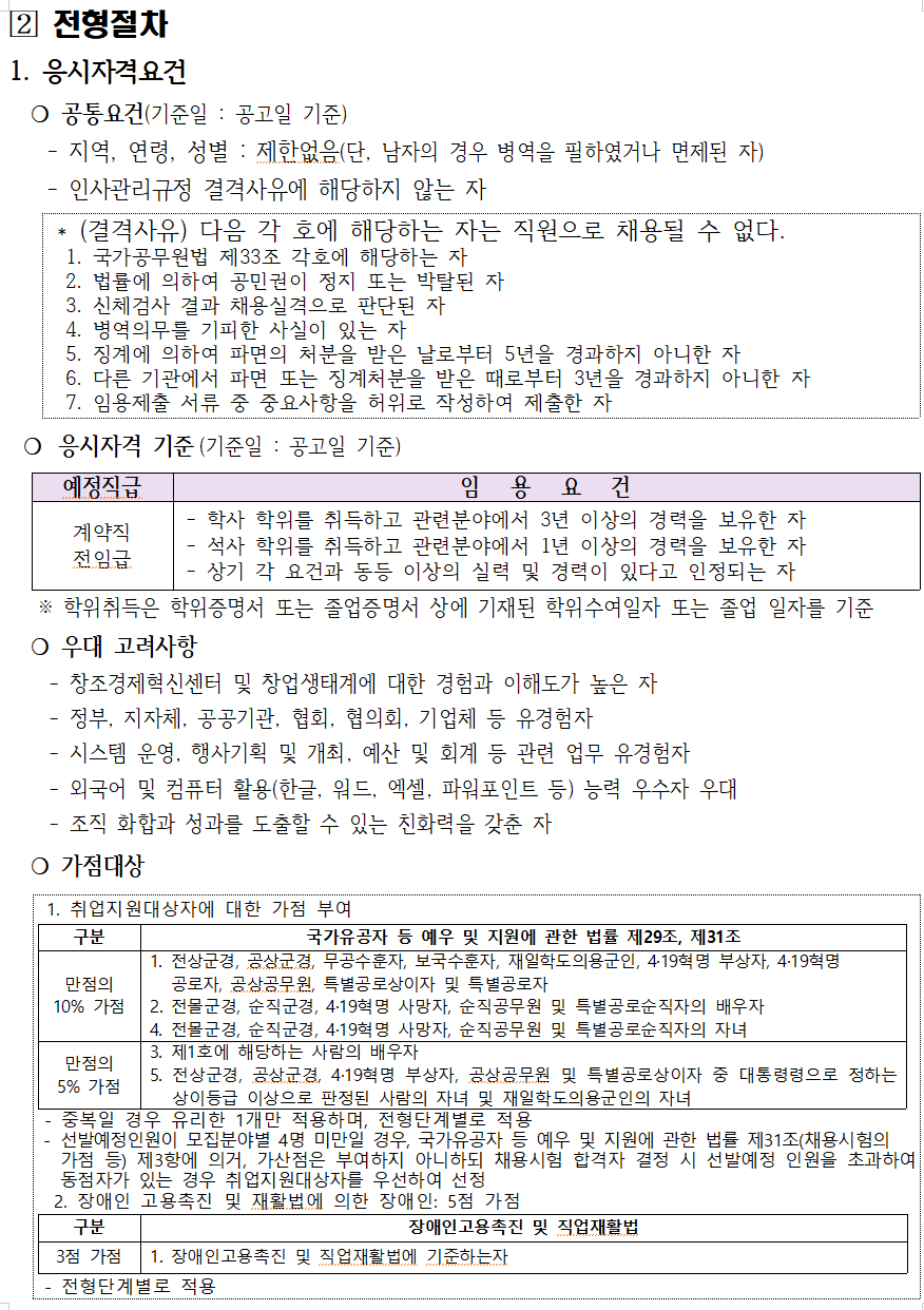 (사)창조경제혁신센터협의회 직원(창업생태계사업 계약직) 채용 공고