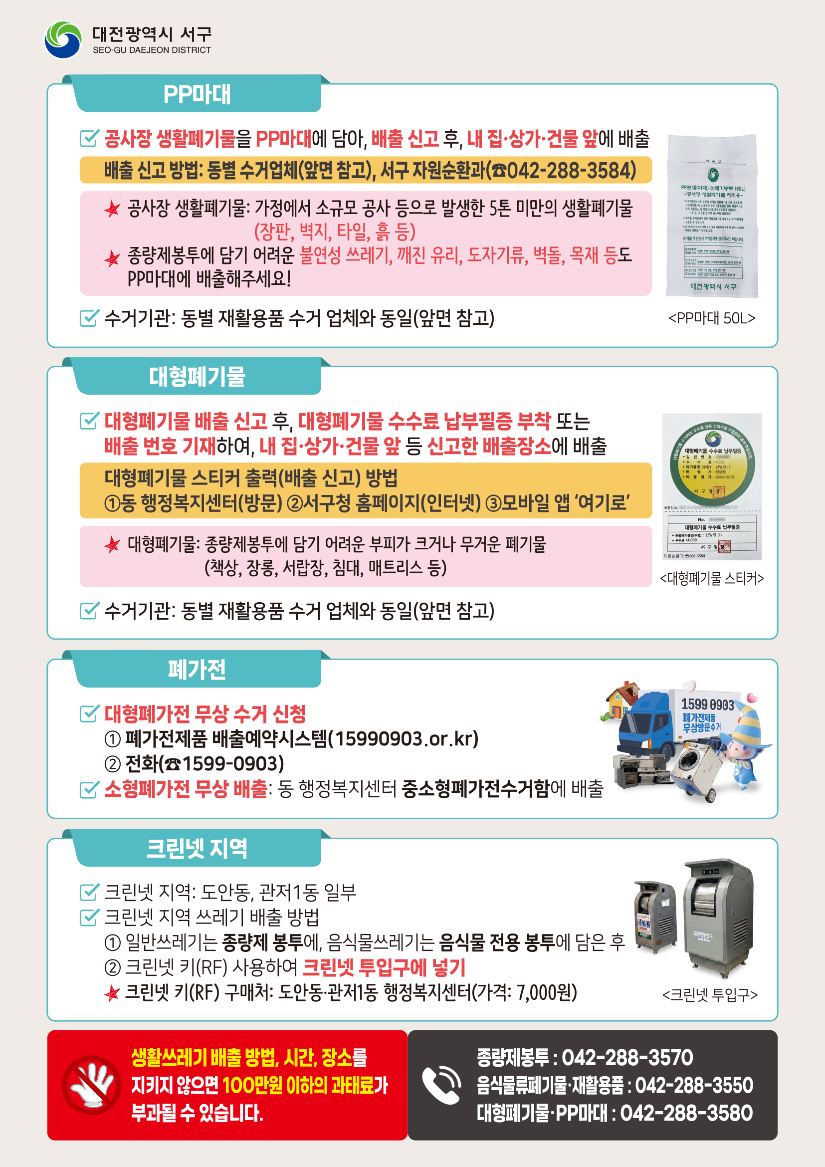 올바른 생활폐기물 배출 안내