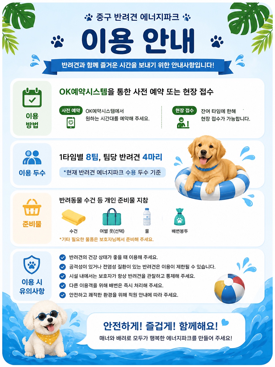 ‘무더위 날리는 시원한 여름’... 중구 반려견 에너지파크, 물놀이 공간 마련