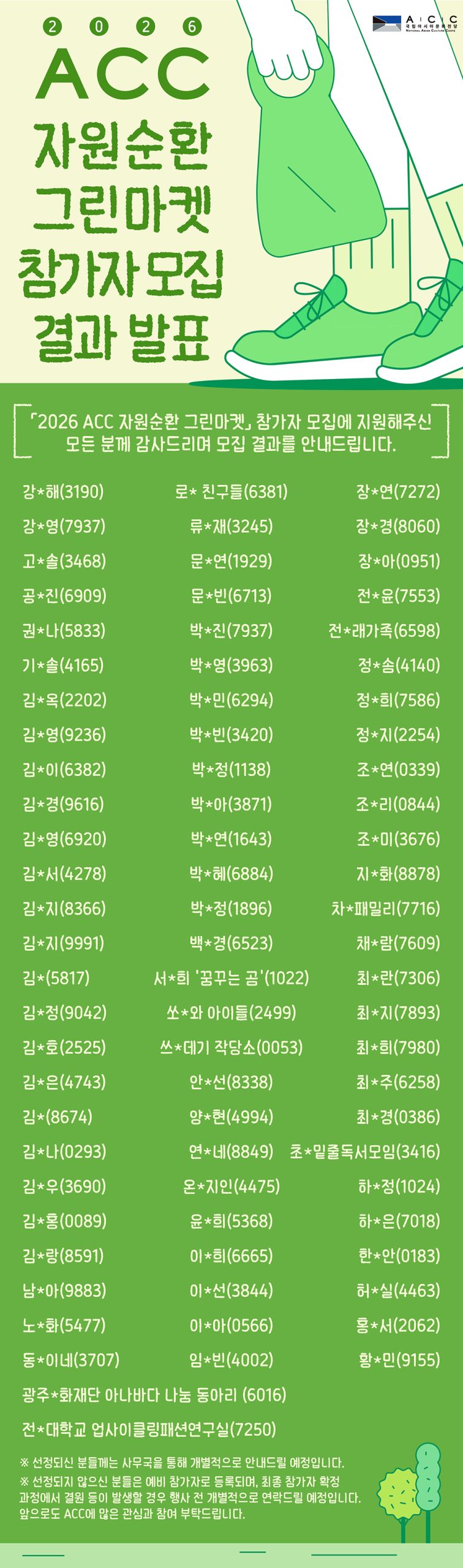 2026 ACC 자원순환 그린마켓 참가자 모집 결과 발표