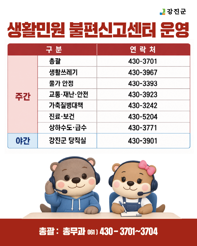 추석 명절 생활민원 불편신고 센터 운영