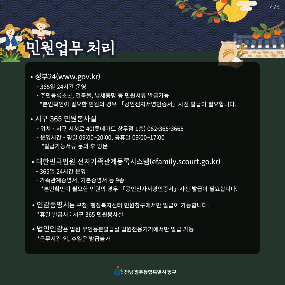 추석연휴 민원처리