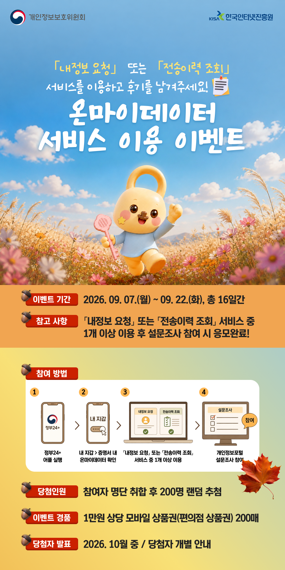온마이데이터 서비스 이용 이벤트 안내