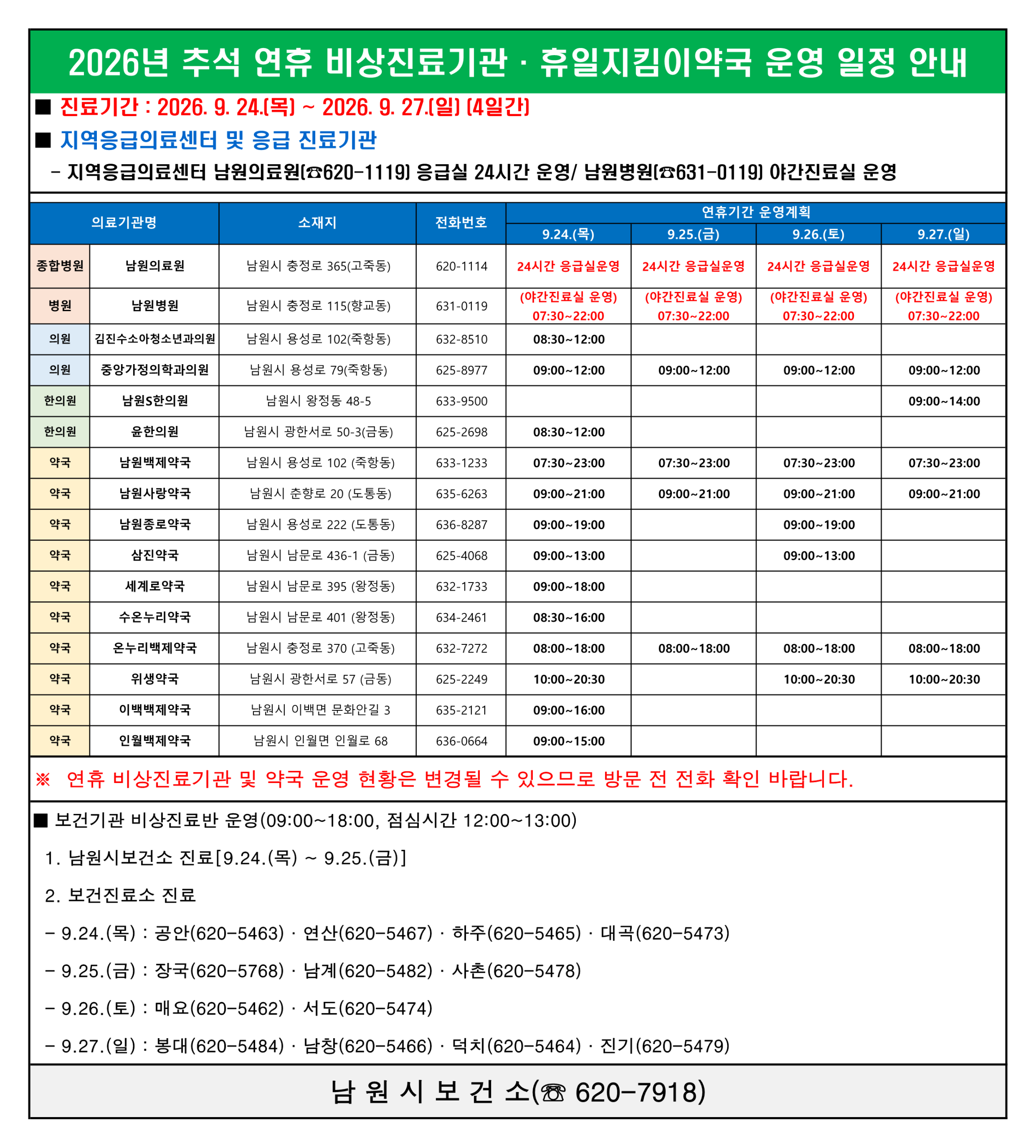 2026년 추석 연휴 비상진료 일정 안내(포스터).png