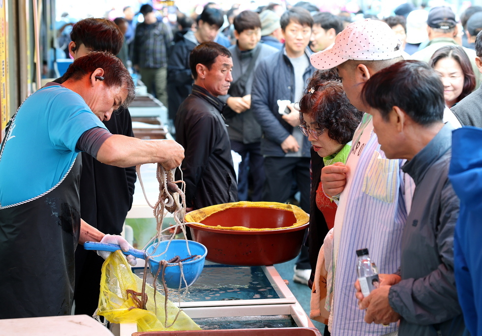마량놀토수산시장 운영 모습.