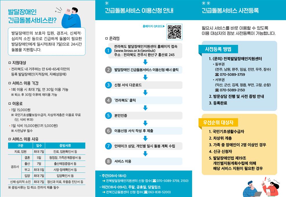 전북특별자치도 발달장애인 긴급돌봄사업 안내