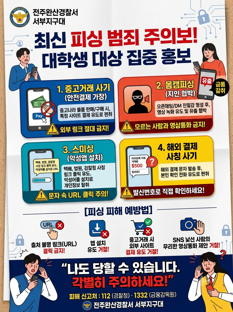 [전주완산경찰서] 최신 피싱 범죄 주의보 안내