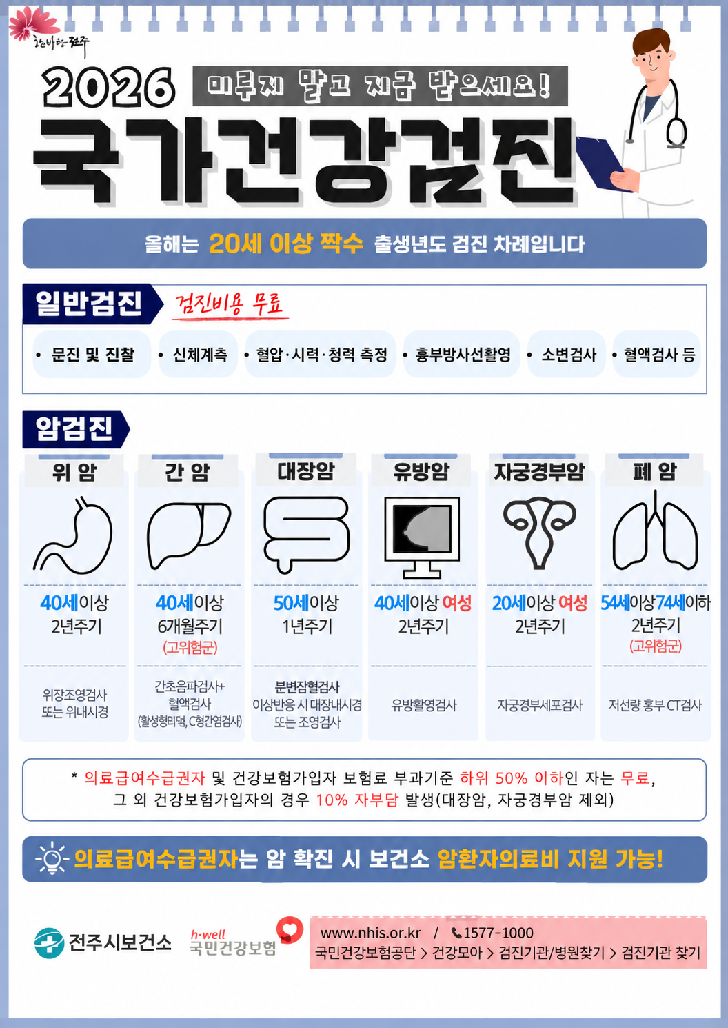 2026 국가 건강검진 안내 (20세 이상 짝수년도 출생자)
