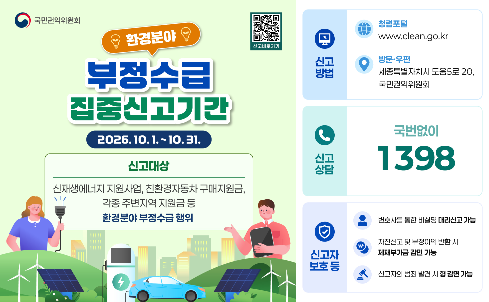 「환경분야 정부지원금 부정수급 집중신고기간」운영 관련 홍보 협조 요청