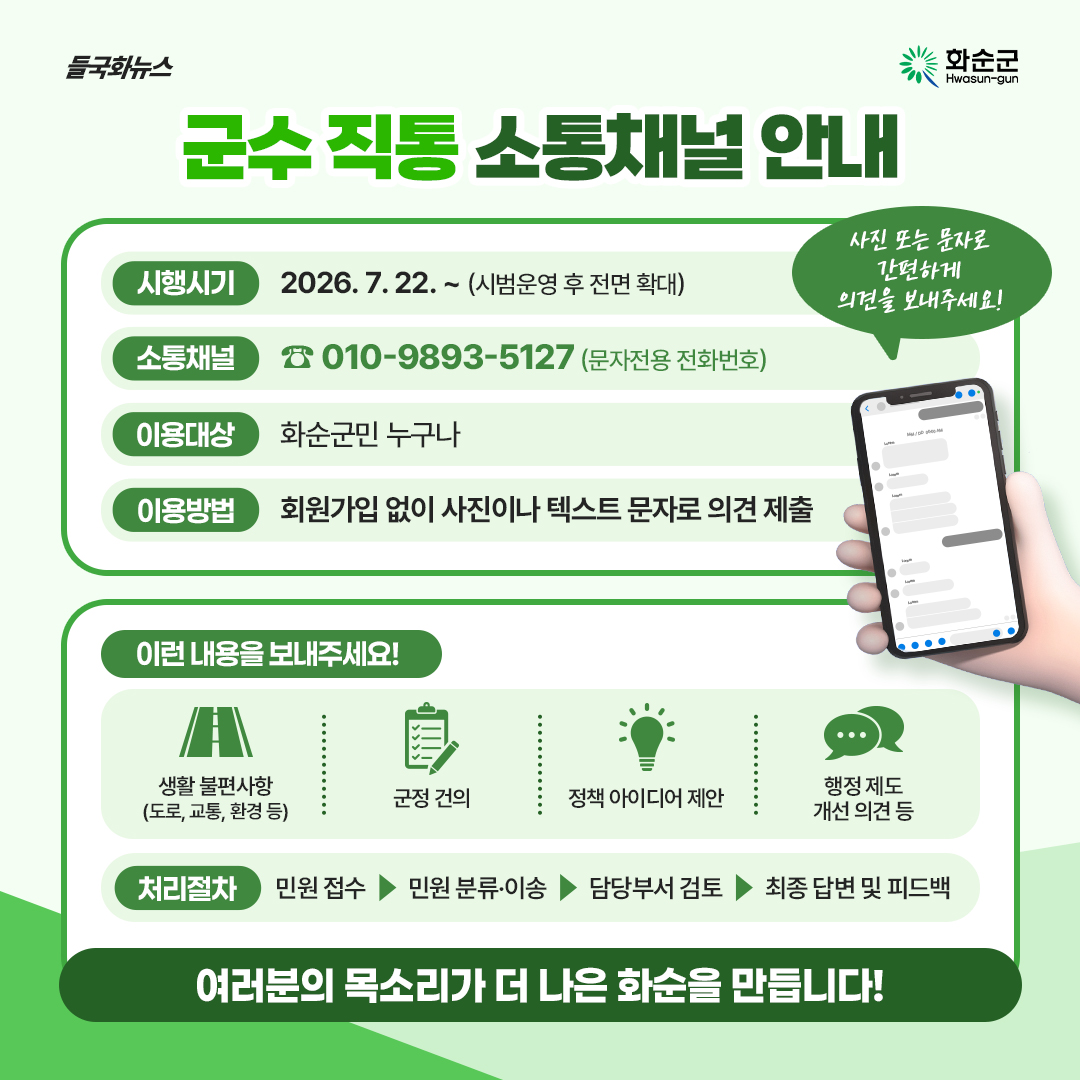 화순군, 군민 목소리 듣고 즉시 대응... 소통행정 강화 3